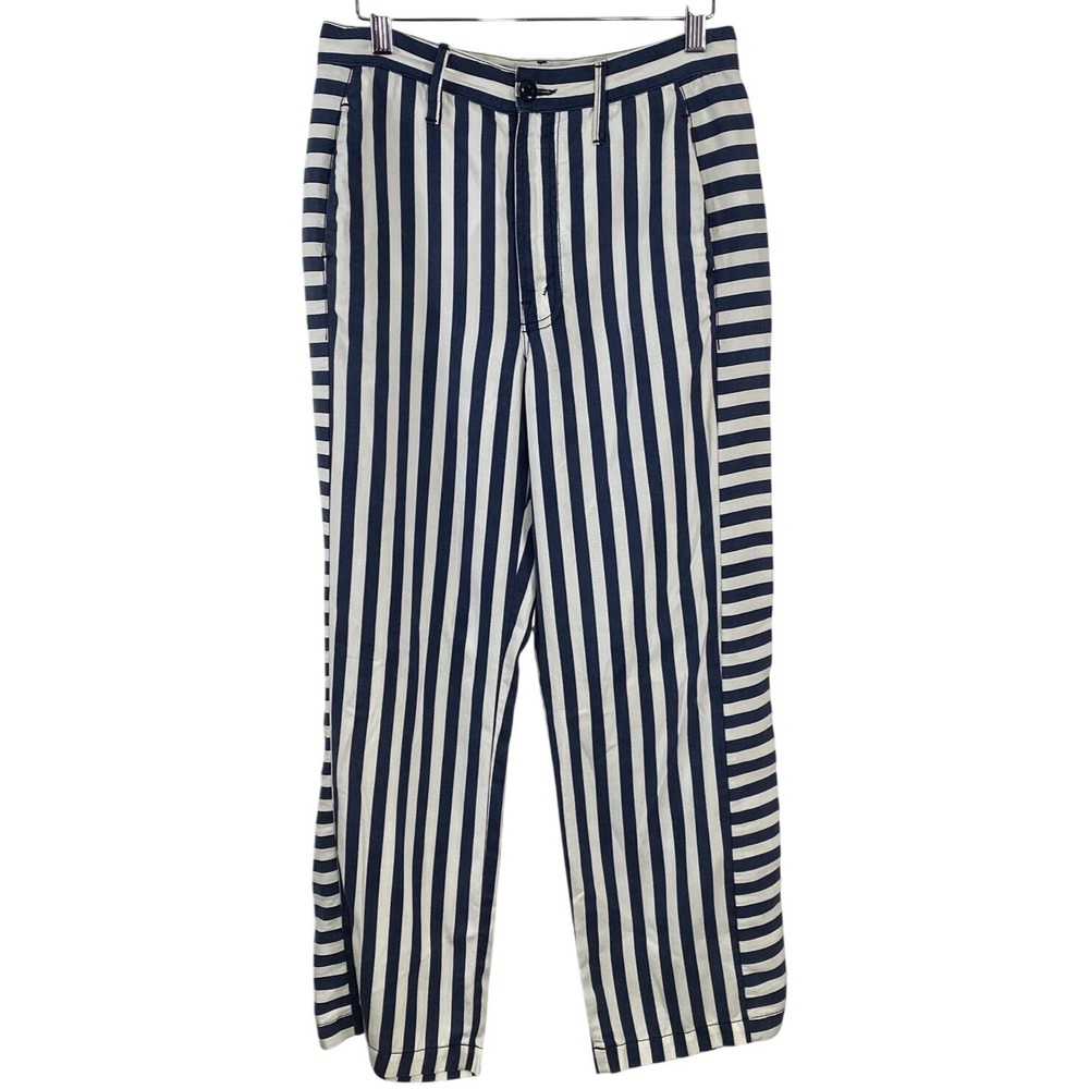 Mother Pants Womens 26 Navy White Striped The Inset Greaser Lyocell Made USA